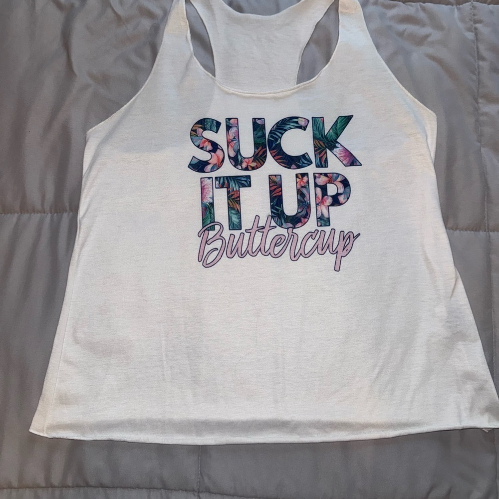 Emory Rose White Graphic Tank Top Size Large